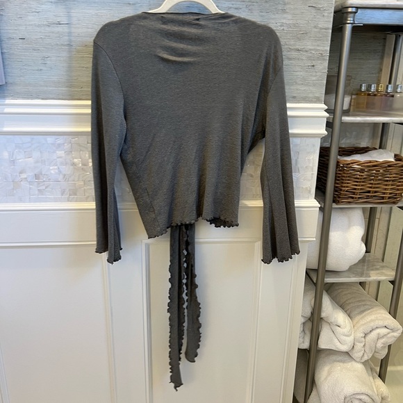 NWT new medium large Anthropologie Michael stars wrapped cardigan tie gray - Picture 8 of 13